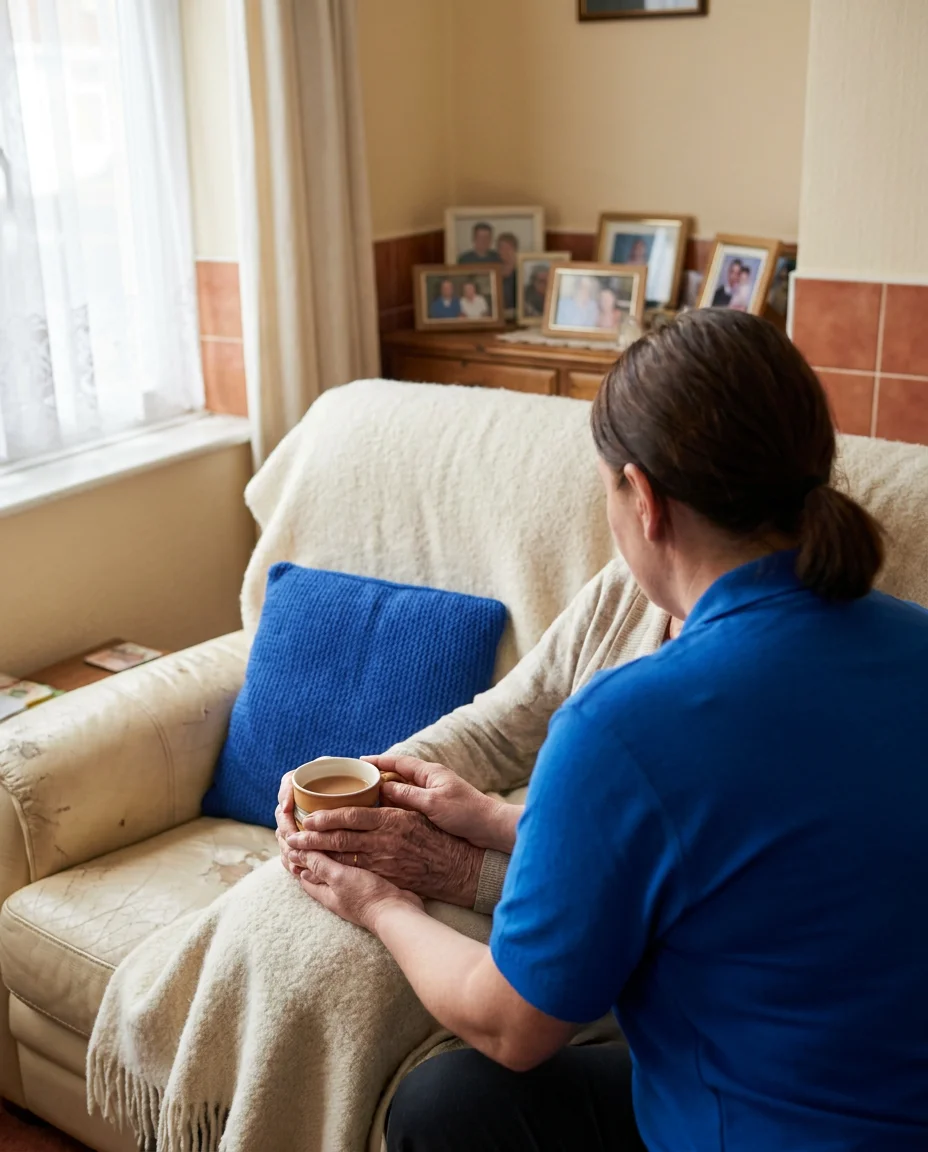 A carer supporting an older person at home in Telford